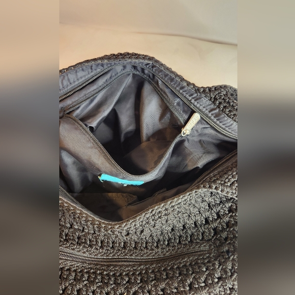 The Sak Vintage Black Crochet Lined Shoulder Hobo Bag OS - Picture 10 of 11